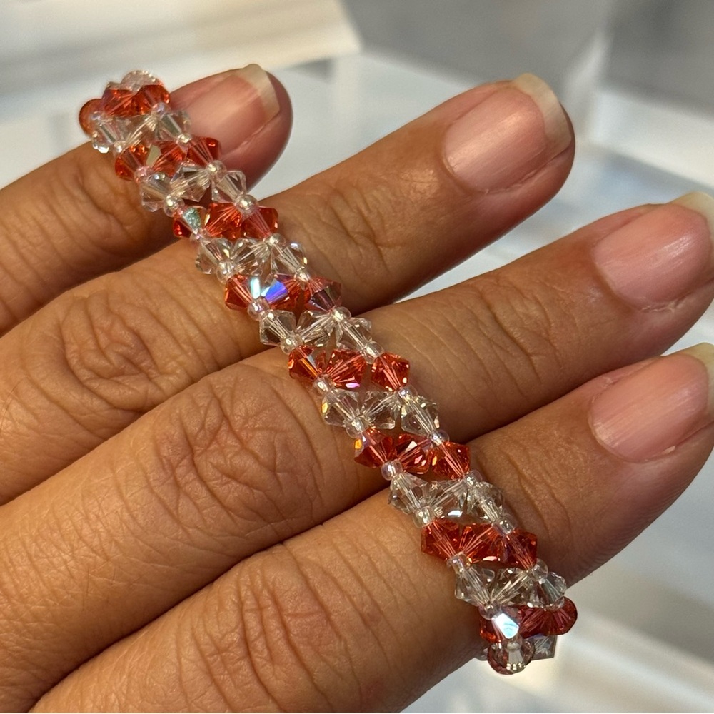 NWT Handmade Braided Bracelet With Swarovski Crystals Magnetic Clasp (Rose AB) - Picture 6 of 10